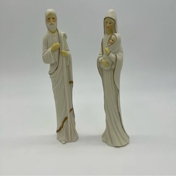 VTG Carlton Cards Nativity Set Mary Joseph Baby Jesus Porcelain Figurines - Picture 7 of 11